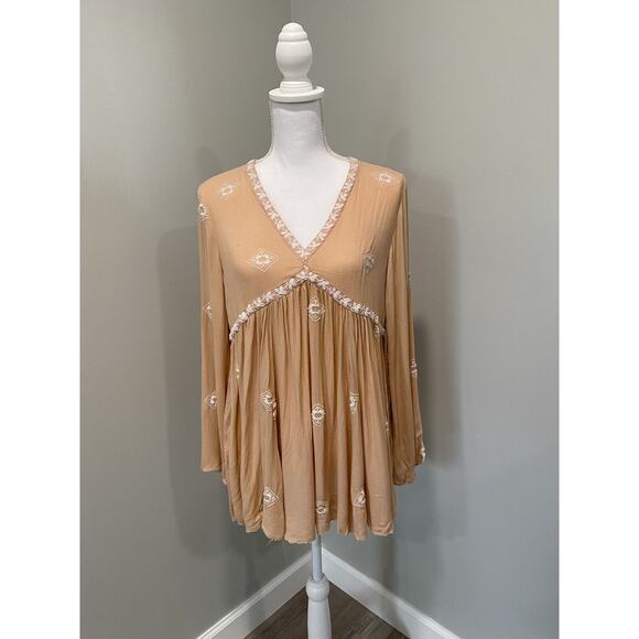 Anthropologie x RD & Koko Floral Embroidered Boho Peasant Blouse Tunic Raw Small - Picture 1 of 9